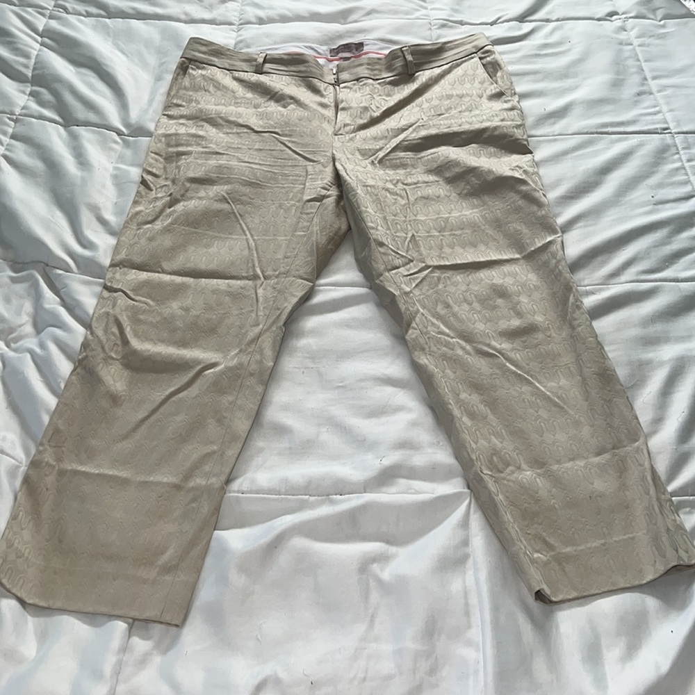 🤎Banana Republic Womens Hampton Pants Ankle Crop Geometric Beige. Size 16🤎 - Picture 3 of 7